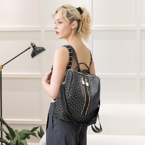 Womens Backpack Purse Leather Anti-theft Large Fashion Designer Travel Backpack Bag Men's Backpack Shoulder Bags - color: C-black