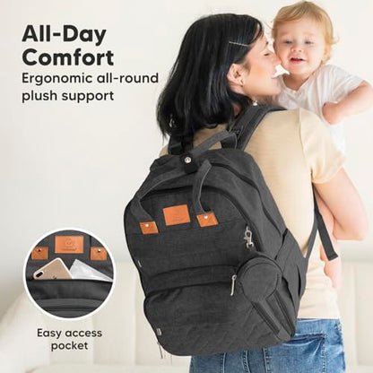 KeaBabies Diaper Bag Backpack - Large Baby Diaper Bag with Changing Pad, Baby Boy, Girl, Travel Backpack for Mom and Dad, Waterproof, Multi Function Durable (Charcoal) - color: Charcoal