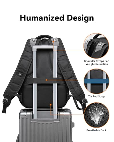 CROSSGEAR Ergonomic Laptop Backpack Reduce Shoulder Strain by 30%, 16 Inch Large Work Backpack, Lightweight Waterproof Travel Backpack, YKK Zipper, Carry-On Bookbag for Work Commute and Travel, Black - size: 16 inch