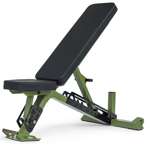 Rep Nighthawk Adjustable Weight Bench | Home Gym Incline Decline Flat Workout Bench | Heavy Duty Fitness and Strength Training Equipment | Foldable Space Saving Design - color: Green