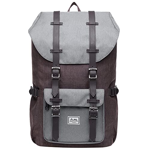 KAUKKO Laptop Backpack Travel Outdoor Weekend Bag Carry on Daypack Stylish and Durable Rucksack Hiking Backpack Fits 15.6"(5-4-GREYCOFFEE) - color: Greycoffee, size: Large