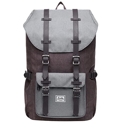 KAUKKO Laptop Backpack Travel Outdoor Weekend Bag Carry on Daypack Stylish and Durable Rucksack Hiking Backpack Fits 15.6"(5-4-GREYCOFFEE) - color: Greycoffee, size: Large