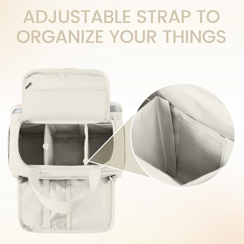Travel Makeup Bag,Puffy Toiletry Bag for Women,Cosmetic Travel Bag Lightweight,Toiletries Organizer with Trolley Sleeve,White - color: White