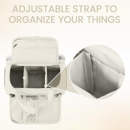 Travel Makeup Bag,Puffy Toiletry Bag for Women,Cosmetic Travel Bag Lightweight,Toiletries Organizer with Trolley Sleeve,White - color: White
