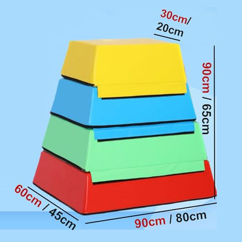 Jumping Boxes for Training, Kids Soft Plyo Box, 4 in 1 Stackable Jump Boxes, Weight Upgrade, Safety and Stability, Suitable for Home School Gym Outdoor Activities Exercise(Size:80×45×65×20cm) - size: 80×45×65×20cm