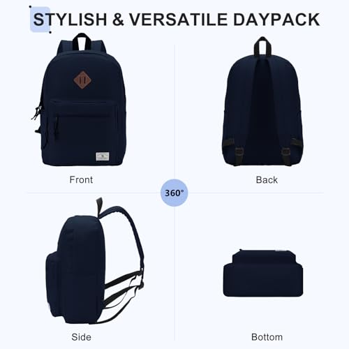 VX VONXURY Backpack for Men Women, Lightweight Kids School Bag, Classic Basic Laptop Bookbag for College Work Travel Hiking - color: Blue