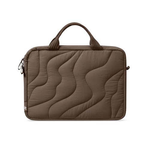 tomtoc 13-14 Inch Protective Puffy Laptop Carrying Bag for Women, Lightweight Laptop Briefcase Fits 13-inch Macbook Air M5 2026 & Neo A18, 14" MacBook Pro, Work Bag Case Handbag with Organized Storage - color: Earthshade, size: 13-14 Inch