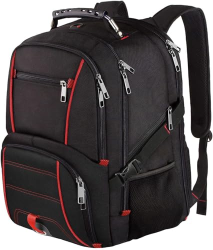 LTINVECK Travel Laptop Backpack, Extra Large Backpack for Men Women, TSA Friendly Heavy Duty Big Business Computer Backpacks Bag Fit 17 Inch Laptops, RFID Backbag - color: Red