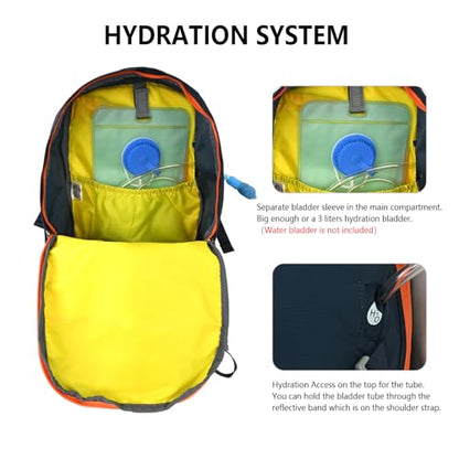Hiking Backpack for Men Women,20L Lightweight Waterproof Travel Camping Backpack Hiking Daypack for Cycling Running(With Rain-cover) - color: Deep Blue