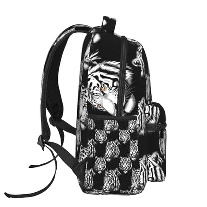 Commuter Laptop Backpack Animal Tiger Black Art, Lightweight Water Resistant Daypack with Inner Pocket for Work, Office - color: Pattern (737)