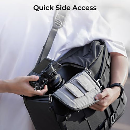 K&F CONCEPT Camera Backpack, Camera Bags for Photographers Large Capacity Camera Case with Raincover,15-15.6 Inch Laptop Compartment Compatible for Canon/Nikon/Sony/DJI Mavic Drone(Backpack 20L) - color: 02-black