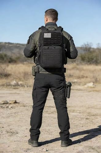 Wotony Military Tactical Backpack for Men Waterproof Daypack 3 Day Assault Pack Laser-Cut MOLLE Webbing Design with Water Bottle Holder Black Small Tactical Assault Bag (Black, 30L) - color: Black, size: 30L
