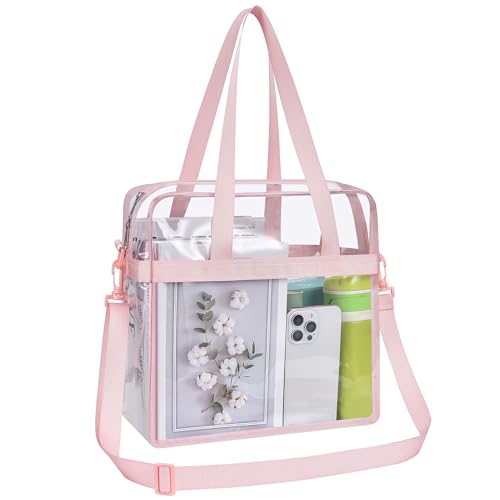 Oraben Clear Tote Bag Clear Bag Stadium Approved 12x6x12 Stadium Bag for Work, Sports Games,Gym - color: Pink, style: Main Pocket Only