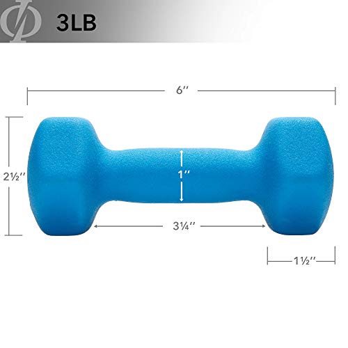 Philosophy Gym Set of 2 Neoprene Dumbbell Hand Weights, Hexagon Shape - style: Turquoise 3 lb Pair