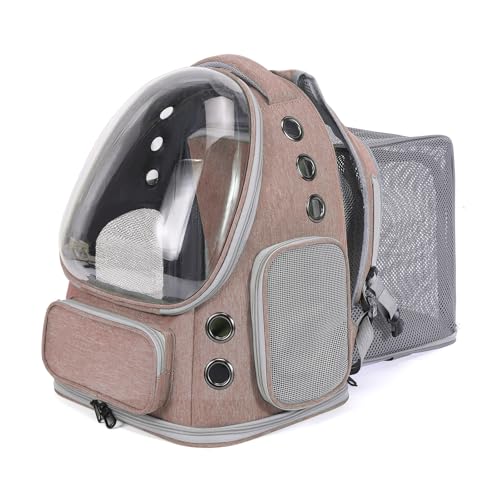 Cat Backpack Carrier for Large Cats, Expandable Cat Bubble Backpack, Dog Carriers for Small Medium Dogs, Airline Approved Pet Carrier for Travel Hiking Outdoor(Brown) - color: Brown Expandable