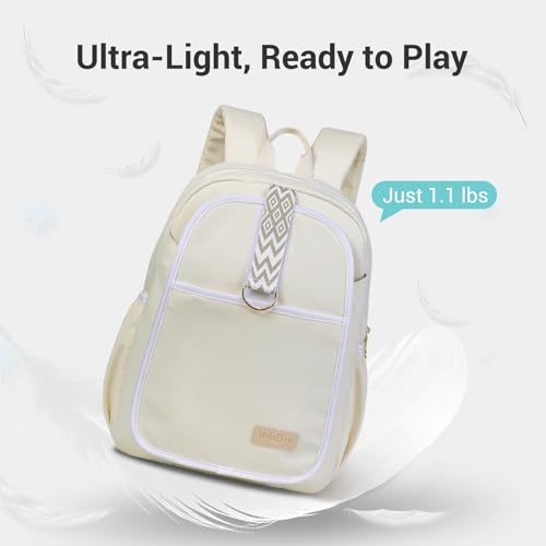 Tennis Bag for Women Girl, Stylish Quilted Tennis Pickleball Racket Backpack Wet Pocket, Women Weekend Bag for Travel - color: Beige