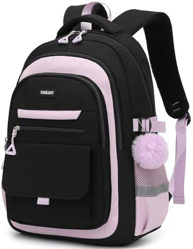 School Backpack for Teen Girls, Large Capacity Laptop Bag for High School Middle School Elementary, Aesthetic Bookbag College Women, Black Purple - color: Black Purple, size: 15.6in
