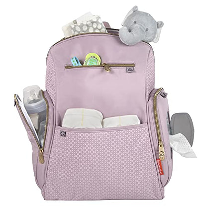 Fisher-Price Fastfinder Gemma Diaper Bag Backpack with Portable Changing Pad, Wipes Dispenser (Pink)