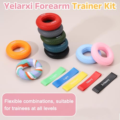 Silicone Ring Grip Strength Trainer with Finger Extension Band, Hand Grip Strengthener Forearm Trainer - color: Pink/Sky Blue, size: 30-50LB