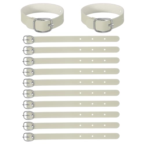 PATIKIL 15 Pcs Luggage Tag Strap, PU Leather Extender Buckle Straps Luggage Tags Strap Tag Holder Adjustable for Suitcase Hanging Accessories Travel, Beige - color: Beige