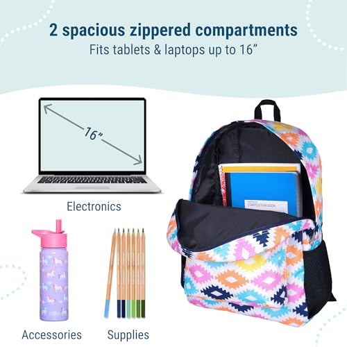 Wildkin 16-inch Kids Backpack – Durable, Padded & Spacious School Bag for Boys & Girls - Aztec - color: Aztec