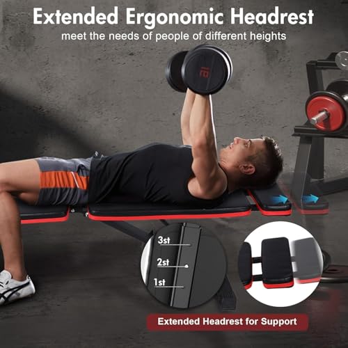 ALSO GO 2026 Weight Bench, 770LBS Adjustable Workout Bench Foldable for Home Gym, Leg Extension and Extended Backrest for Bench Press Full Body Strength Training Exercise
