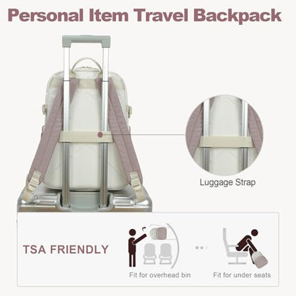 VANKEAN Laptop Backpack for Women (BEIGE-DUSTY PINK, 17.3 Inch) - color: Beige-dusty Pink, size: 17.3 Inch