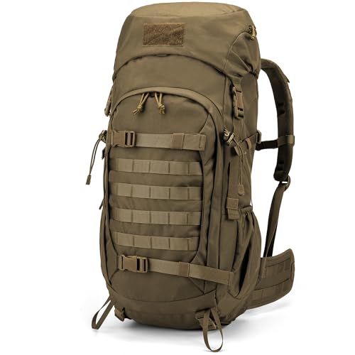 Mardingtop 50L Hiking Backpack,Backpacking Backpack with Rain Cover for Hiking,Backpacking,Rucking,Camping,Survival - color: Khaki