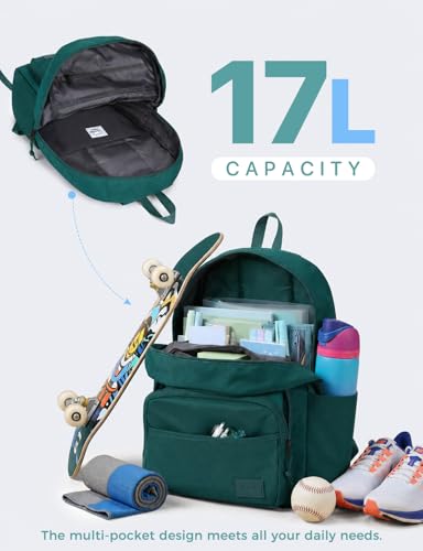 VASCHY School Backpacks, Lightweight Bookbag Schoolbag for Boys Girls Casual Basic Simple Daypack for Men Women Dark Green - color: Dark Green