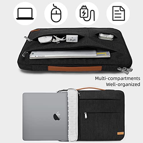 KINGSLONG 13.3 inch Laptop Sleeve Bag, Slim Shockproof Handbag, Computer Carrying Case Cover Compatible with MacBook Air/Pro,Acer Asus Dell HP Black - color: Black, size: 13 inch