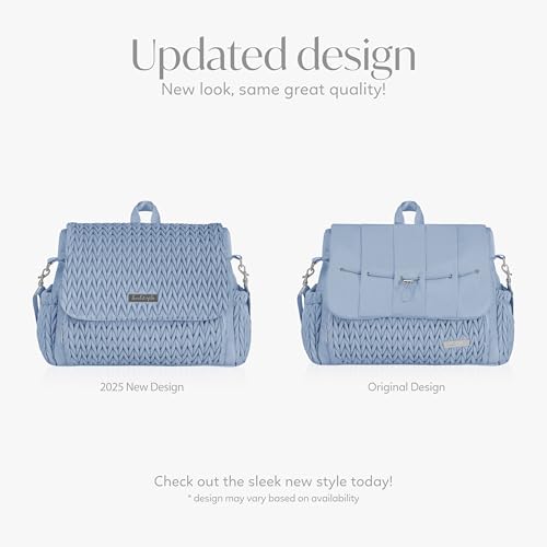 Hannah & Sophia Belle Convertible Baby Diaper Backpack & Bag in Moonmist Blue, Large Size, Dual Sided Water Resistant Changing Mat Included, Detachable Shoulder Straps, Easy To Use - color: Moonmist Blue