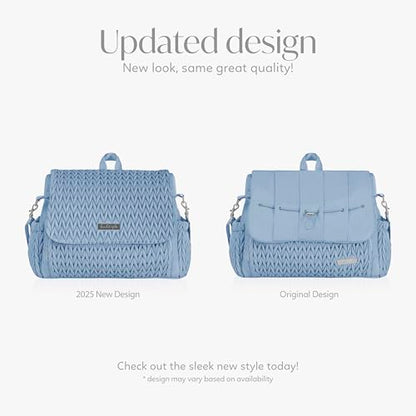 Hannah & Sophia Belle Convertible Baby Diaper Backpack & Bag in Moonmist Blue, Large Size, Dual Sided Water Resistant Changing Mat Included, Detachable Shoulder Straps, Easy To Use - color: Moonmist Blue