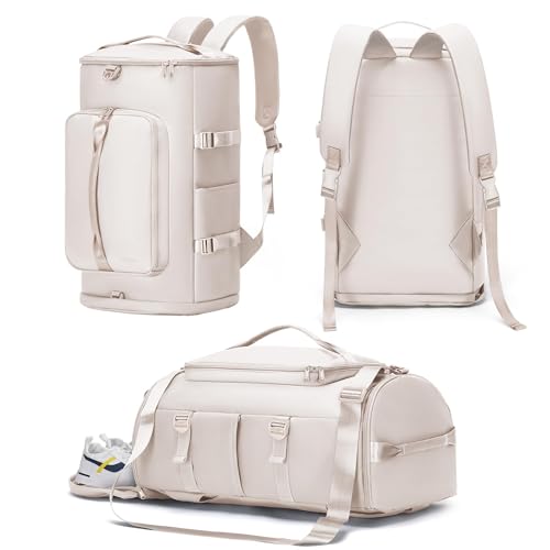 MIYCOO Gym Bag with Shoes Compartment and Wet Pocket - Sports Duffle for Men and Women, Travel Backpack Weekender Overnight Bag Beige - color: Beige B-Style1