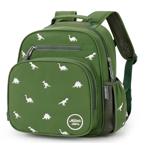 mibasies Toddler Backpacks for Boys 2-4: Quilted Backpack for Preschool Prek Daycare - Cute 12 Inches Bookbag for Little Kids Dinosaur Green - color: Dinosaur Green, style: Toddler-12"h(not Fit Folder)