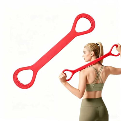 Figure 8 Resistance Bands with Handles, Resistance Bands for Arms, Back & Shoulder Training, Exercise Equipment for Yoga, Pilates & Stretching, Portable Home Gym Equipment - color: Red