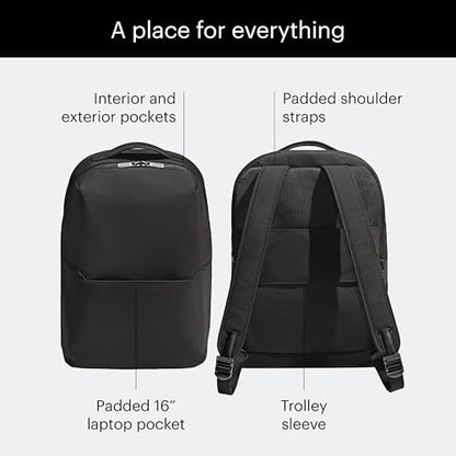 Away The Everywhere Zip Backpack - Personal Item Airline Approved Backpack with 16” Padded Laptop Sleeve, Water Bottle Pocket, Interior and Exterior Pockets - Fits Up to 16-Inch Laptops - Jet Black - color: Jet Black