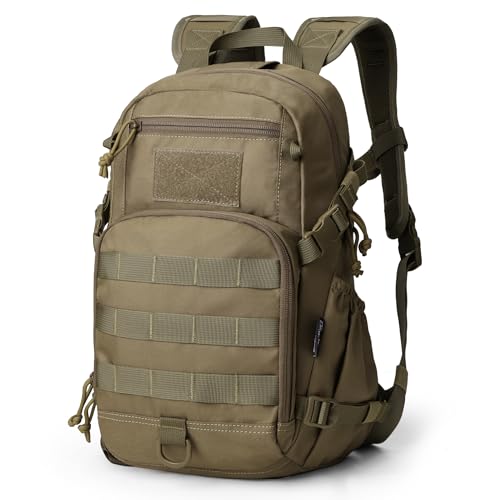 Mardingtop Small Tactical Backpack,Molle Hiking Backpack for Backpacking,Cycling and Biking,15L/25L Backpack - color: Khaki, size: 15L