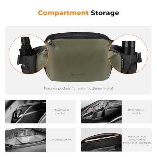K&F CONCEPT Camera Sling Bag Crossbody Bag Waterproof Camera Shoulder Backpack DSLR/SLR/Mirrorless Camera Case - color: 12 Green Large