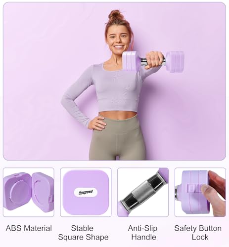 15LB 20LB 30LB 40LB 50LB Adjustable Dumbbell Set Free Weights Dumbbells Set for Women Men Hand Weights Sets Adjust Dumbbell Weight Sets for Home Gym Exercise Workout Strength Training Equipments - color: Purple