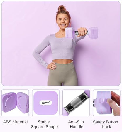 15LB 20LB 30LB 40LB 50LB Adjustable Dumbbell Set Free Weights Dumbbells Set for Women Men Hand Weights Sets Adjust Dumbbell Weight Sets for Home Gym Exercise Workout Strength Training Equipments - color: Purple