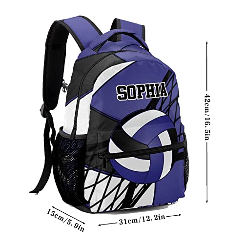 Volleyball Purple Black Personalized Backpack with Name Waterproof Bag for Birthday Holiday Gift for Travel Office Work - color: Design 5