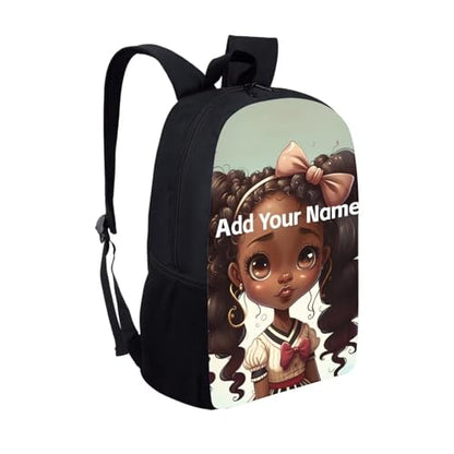 African Bookbag for Girls 10-12/4-6 Personalized Backpack for School Kids 2 Grade/3Rd Grade Custom Name Book Bag Student School Bag - color: African Black Girl-19