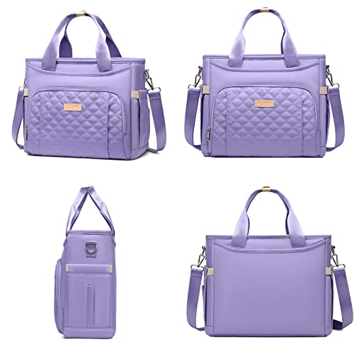 AIJIEKE Large Insulated Lunch Bag for Women, Leakproof Work Lunch Box Tote | Keeps food fresh 8-12 hours. Spacious multi-pocket design with a removable strap. Water-resistant and easy-wipe interior - color: Light Purple