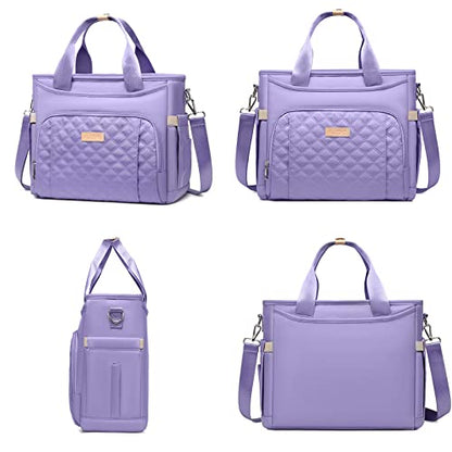 AIJIEKE Large Insulated Lunch Bag for Women, Leakproof Work Lunch Box Tote | Keeps food fresh 8-12 hours. Spacious multi-pocket design with a removable strap. Water-resistant and easy-wipe interior - color: Light Purple