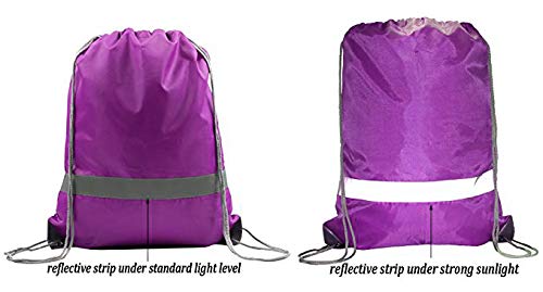 BeeGreen 20 Pieces Purple Drawstring Backpacks Bulk, Draw String Bags for Gym Sport, Reflective Cinch Blank Bag - color: Reflective Purple-s