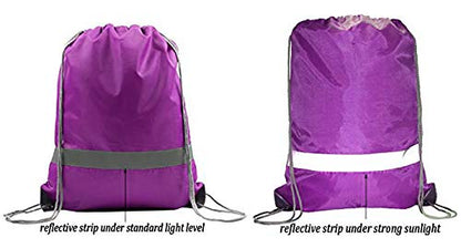BeeGreen 20 Pieces Purple Drawstring Backpacks Bulk, Draw String Bags for Gym Sport, Reflective Cinch Blank Bag - color: Reflective Purple-s