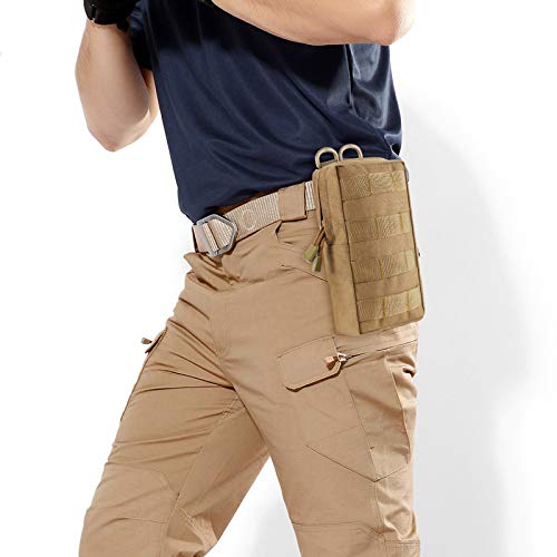 FRTKK 2 Pack Molle Pouches - Tactical Compact Water-Resistant EDC Pouch Bag Small Utility Pouch - color: 2 Pack-Tan 3