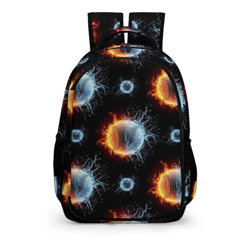 Business Travel Laptop Backpack Ice Water Fire Flame Baseball, Anti Theft Water Resistant Computer Bag with Compartment for Men Women - color: Pattern (258)