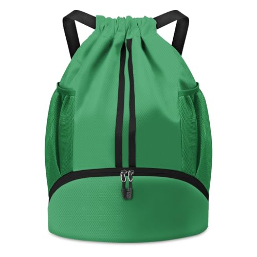 BROTOU Soccer Bags, Football Backpack, Volleyball Bag, Drawstring Backpack with Ball and Shoe Compartment, Football bags for Equipment Swim Gym Bag - color: Green