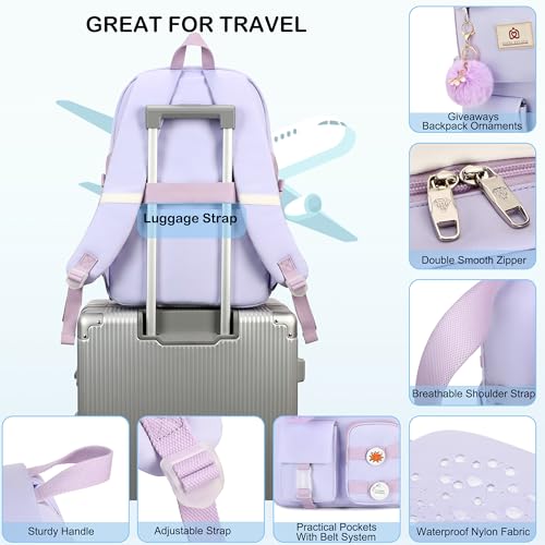 Hidds Laptop Backpacks 15.6 In Kids School Backpack for Girls Women Bookbag - color: A-purple